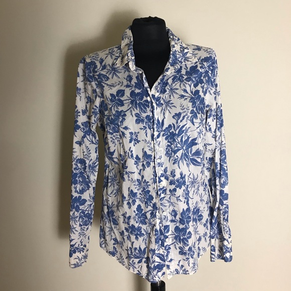 J. Crew Tops - J. Crew Blue Floral Blouse